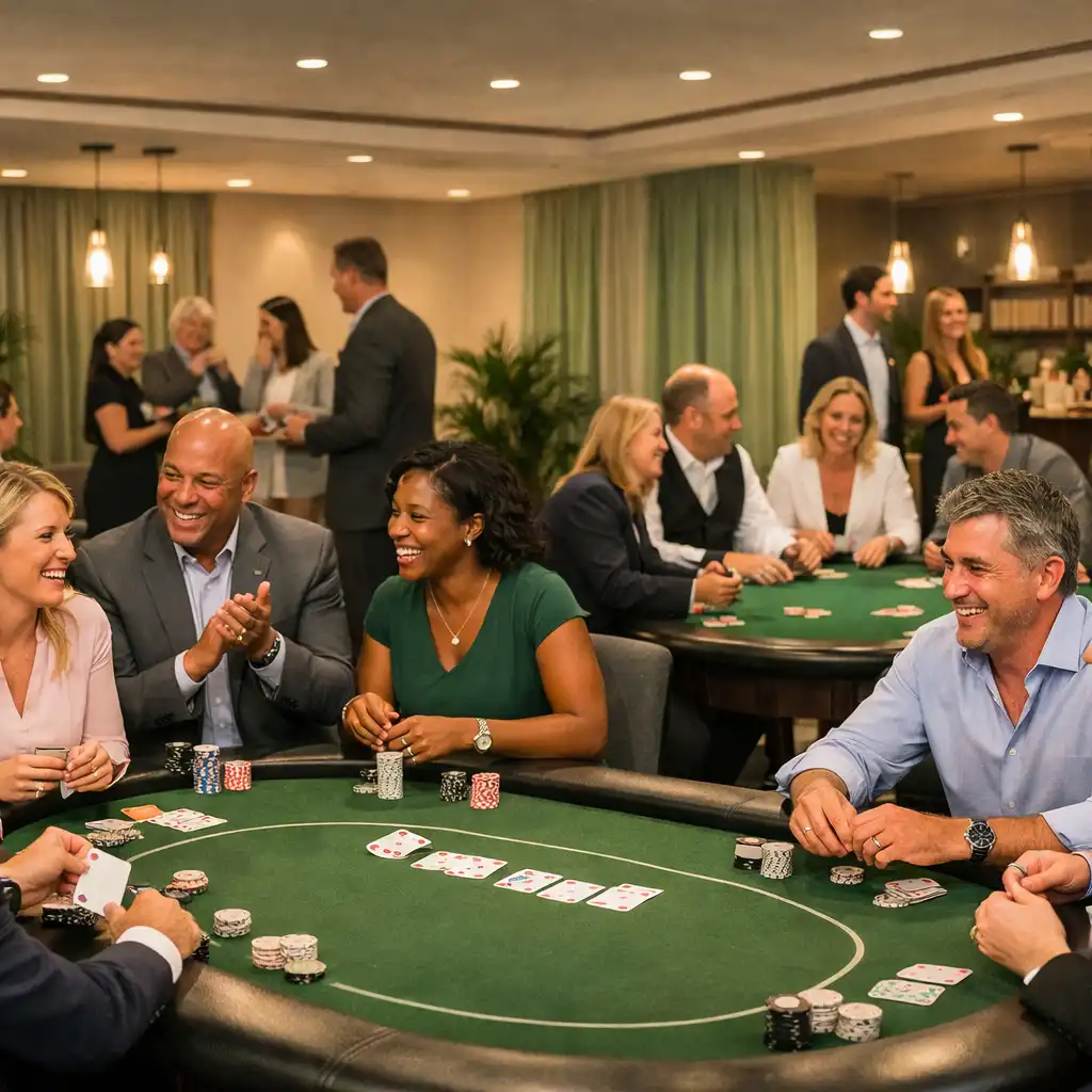 Table de poker élégante lors d’une soirée d’entreprise Fiabellis