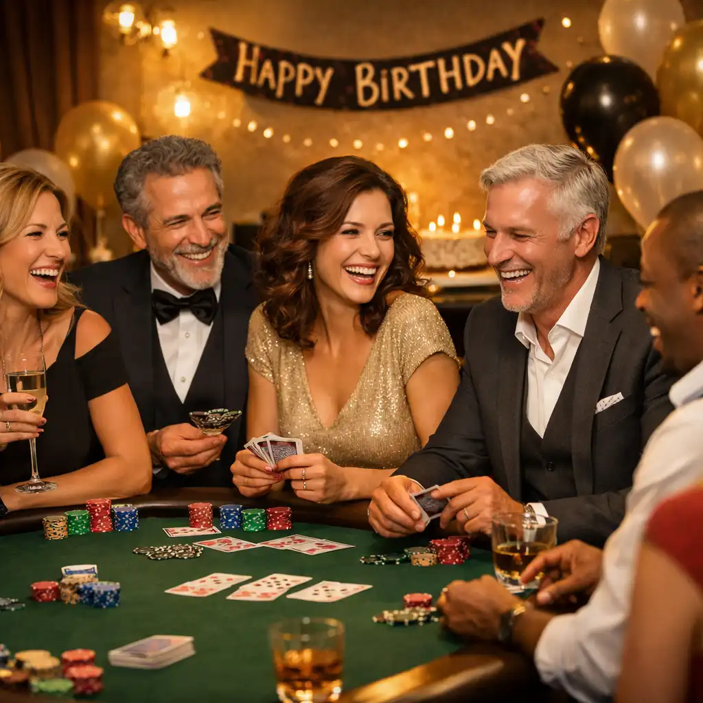 Table de poker élégante pour un anniversaire privé organisé par Fiabellis