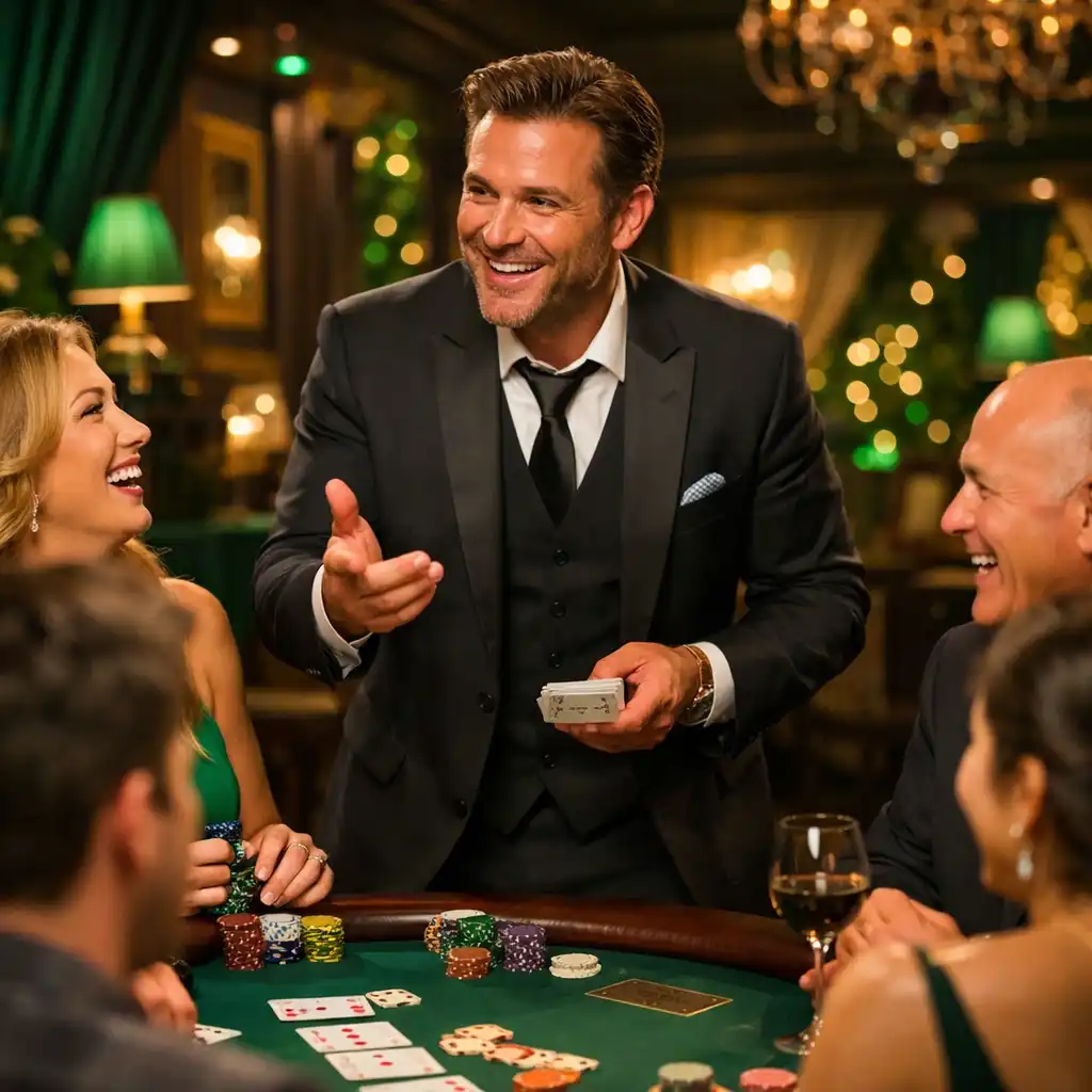 Croupier Fiabellis animant une table de poker lors d'un événement