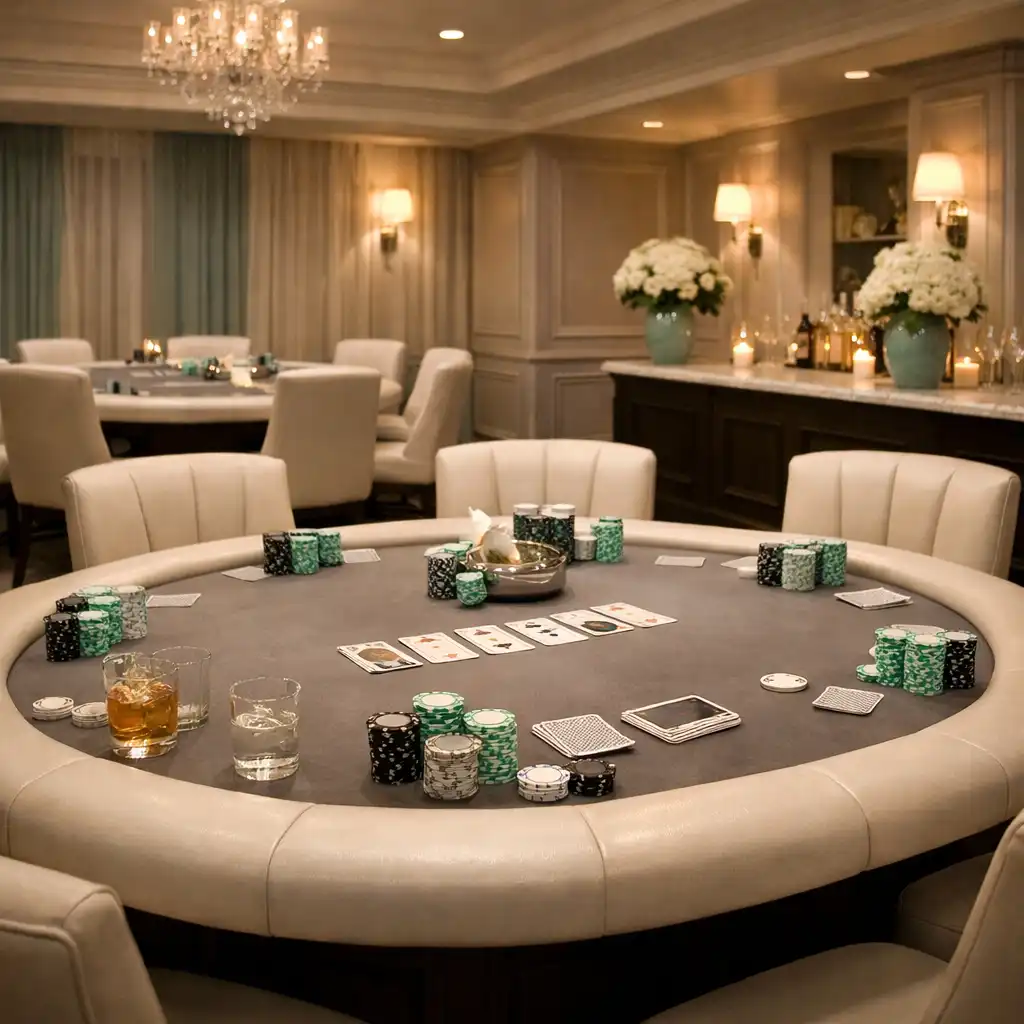 Intérieur privatisé aménagé pour une soirée poker Fiabellis
