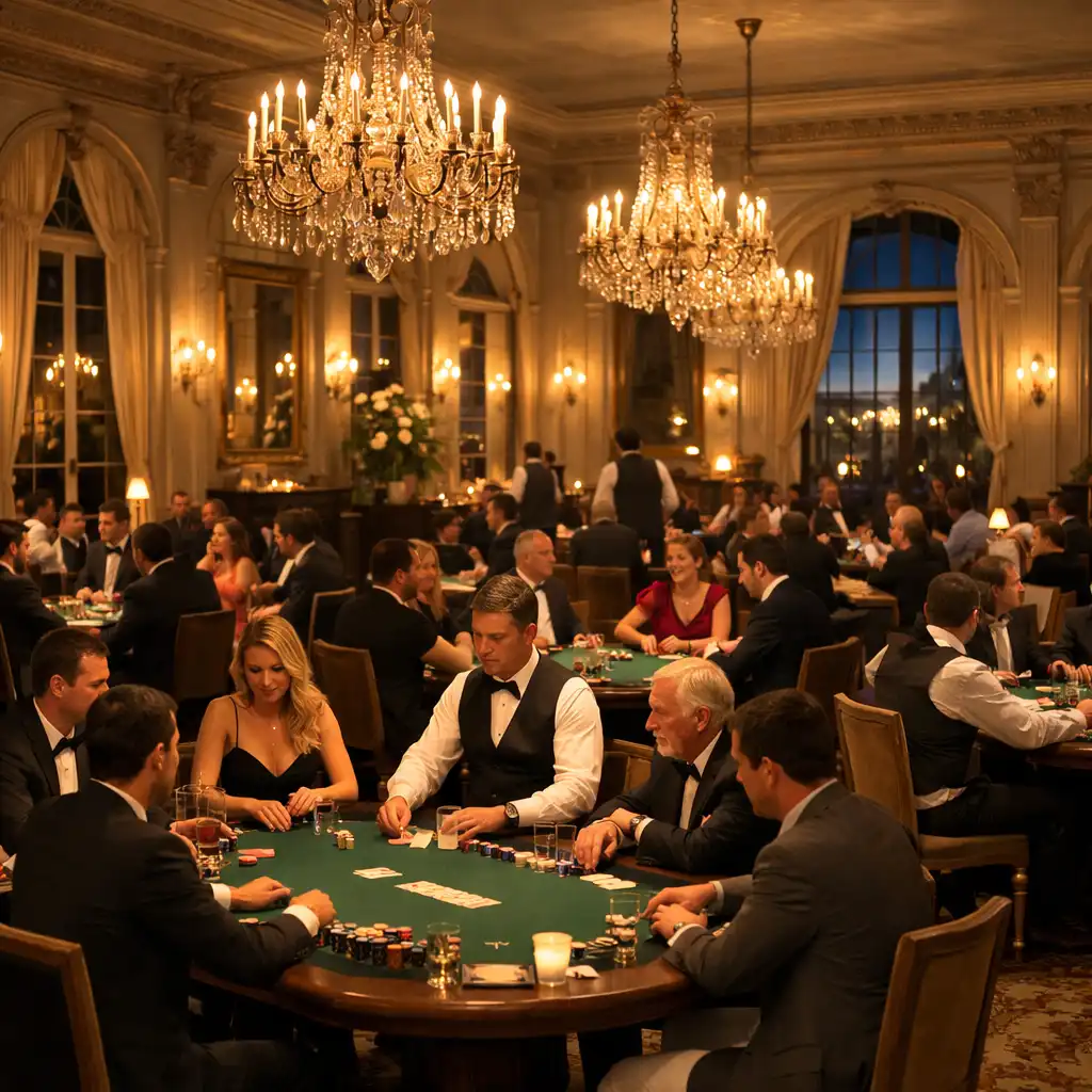 Vue d’ensemble d’une salle d’entreprise transformée en casino poker éphémère